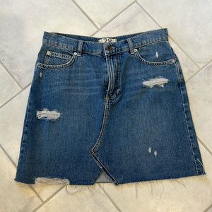 We The Free/Free People High Rise Distressed  Denim Skirt - NWOT - Size 28